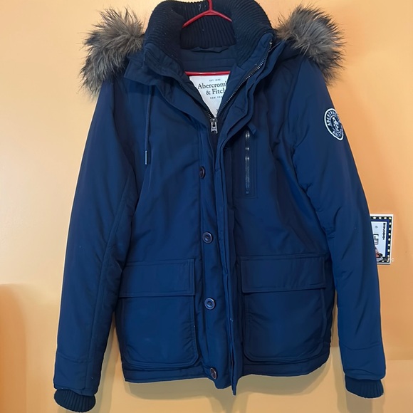 Men’s Abercrombie Navy Winter Jacket Size XL - Picture 1 of 6